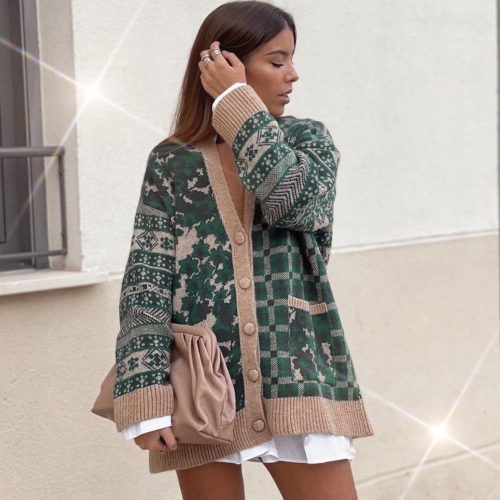 Zara Blogger Favorite Jacquard Cardigan - Picture 1 of 11